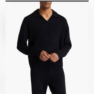 FRAME wool and silk Johnny Collar black sweater size Large great condition